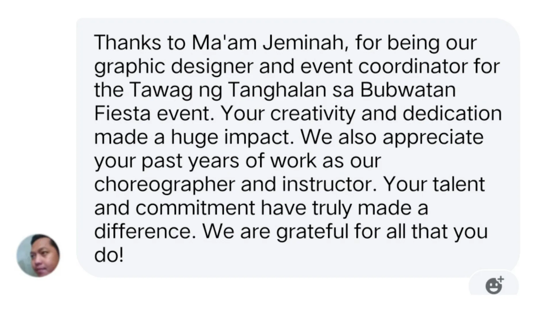 Client Testimonial Feedback Screenshot